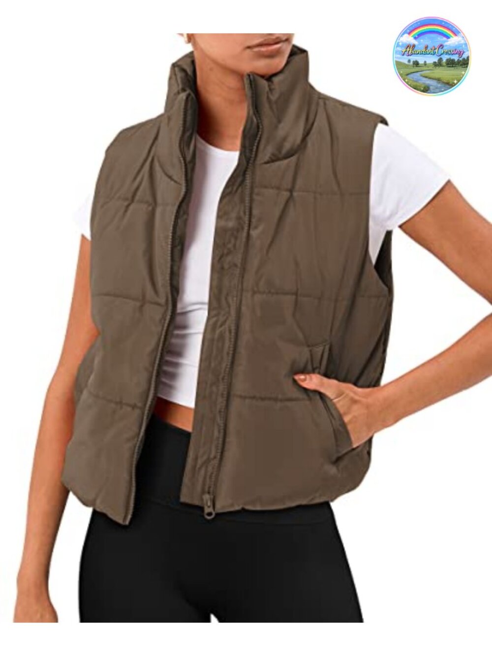 AUTOMET Women's Cropped Puffer Vest Lightweight Quilted Sleeveless